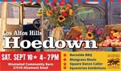 Join us Saturday 4-7 pm for the Los Altos Hills Hoedown at Westwind Community Barn!